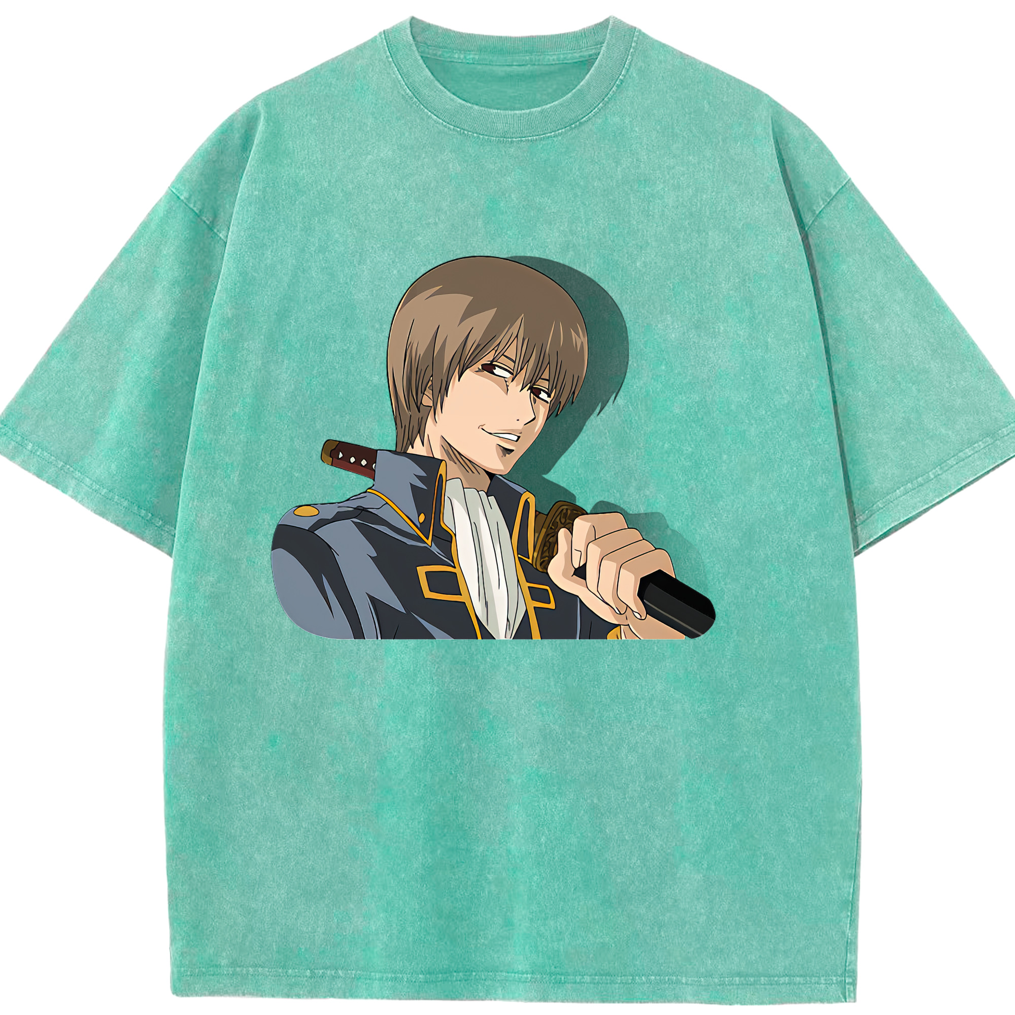 （画像用） ぎんたま 坂田銀時（さかたぎんとき） 神楽 志村新八（しむら しんぱち） GINTAMA Sakata Gintoki Kagura Shimura Shinpachi 綿100% ヴィンテージ風 半袖Tシャツ（フロントプリント）